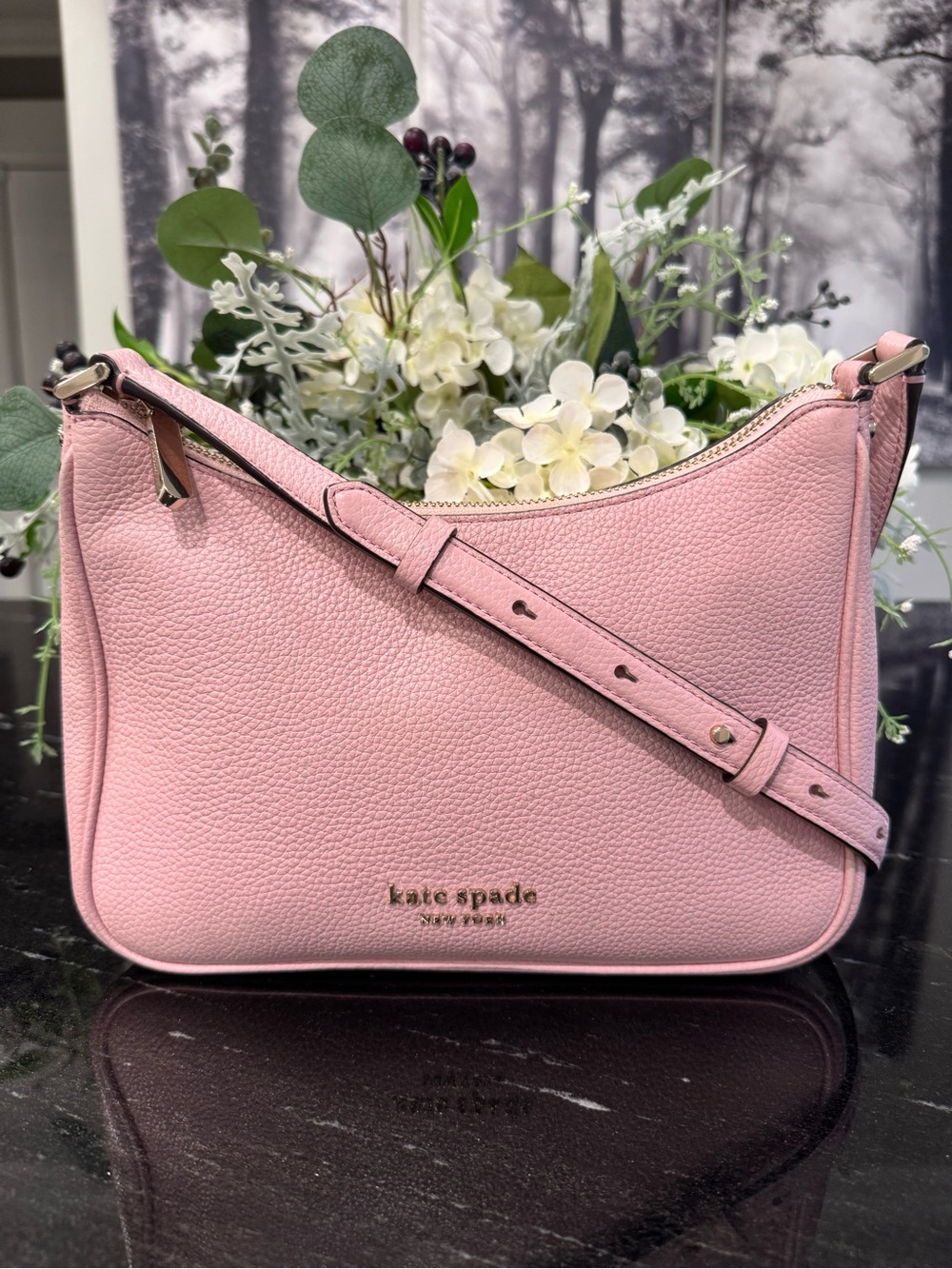 🌸Kate Spade Soft PinkBradley Medium Pebbled Leather Crossbody